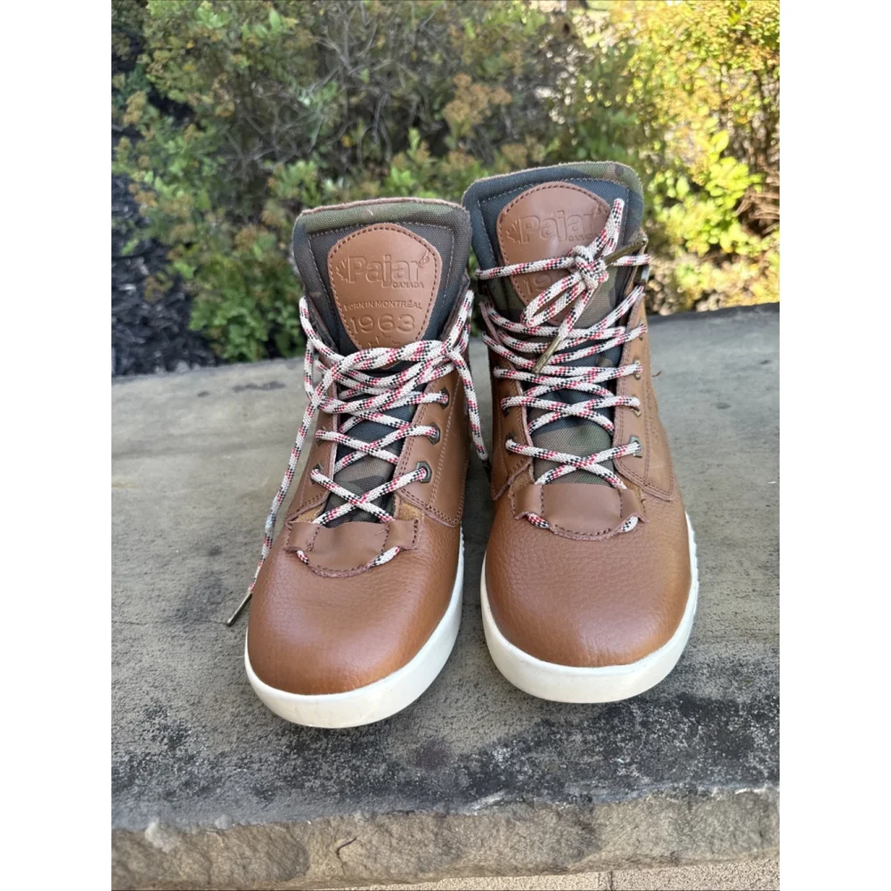Pajar Peacemaker Faux Fur Lined Leather Boot Cognac Camo Size 7.5/40 winter